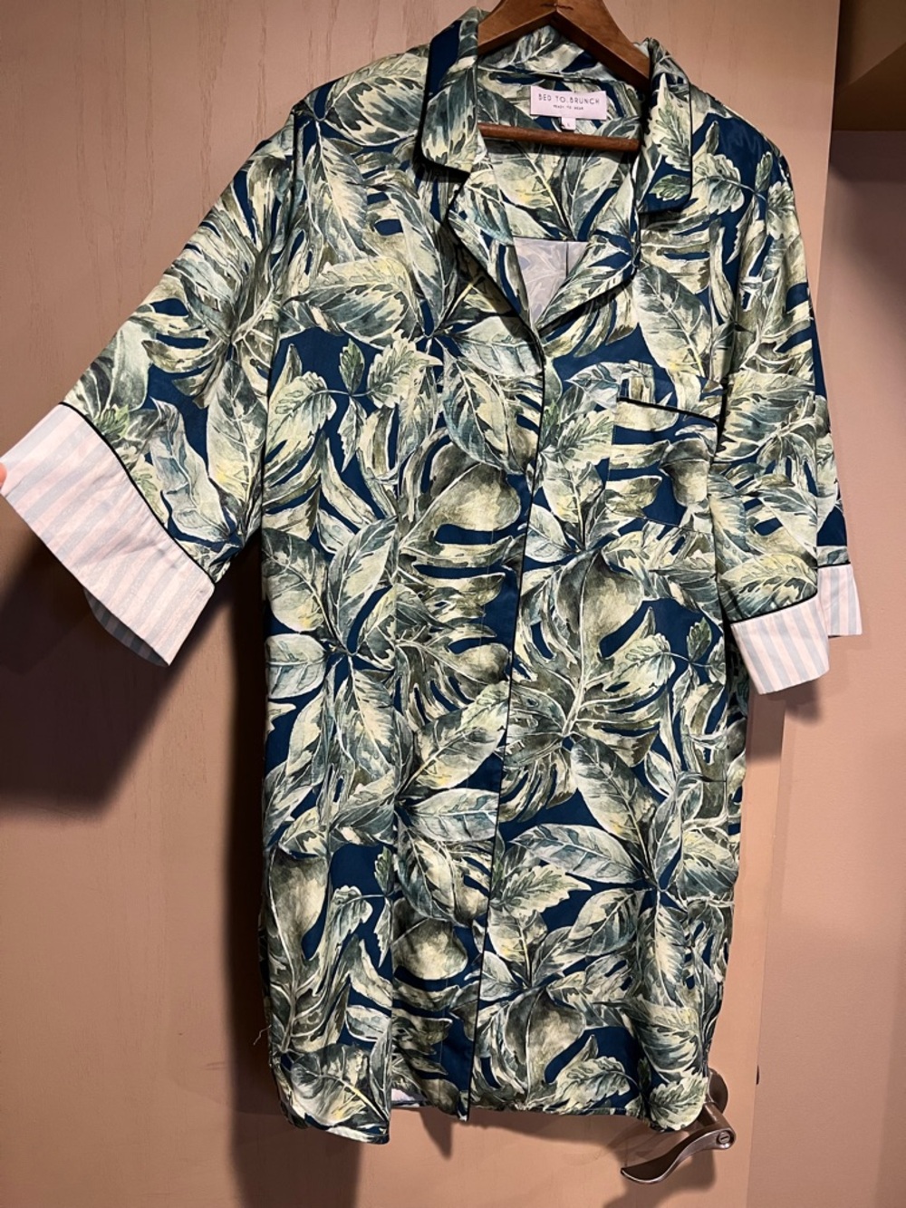 Bed To Brunch Tropical Leaf Button-Up Tunic